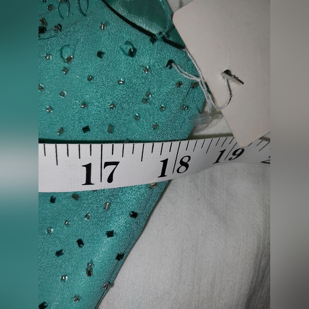 NWT Princess Collection Aqua Marine Beaded Spaghetti Strap Gown Size 6 - Picture 14 of 16